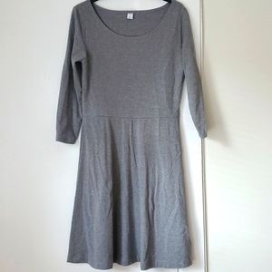 Gray A-line dress with 3/4 sleeves